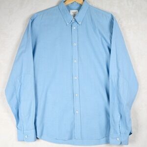 Billy Reid Standard Button Down Dress Shirt Blue Long Sleeve Mens XL Italy